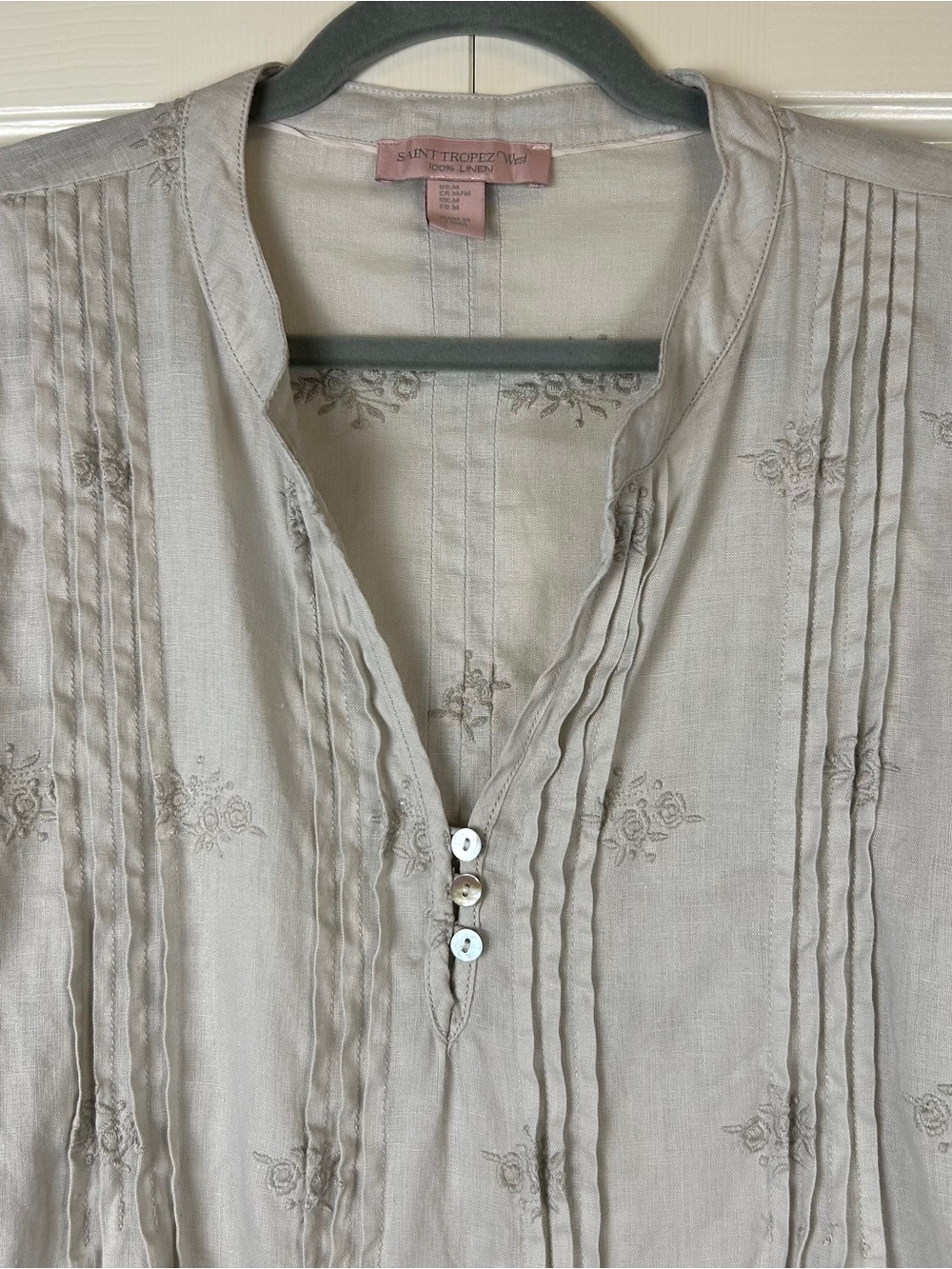 Saint Tropez 100% Linen Tunic Top View 2